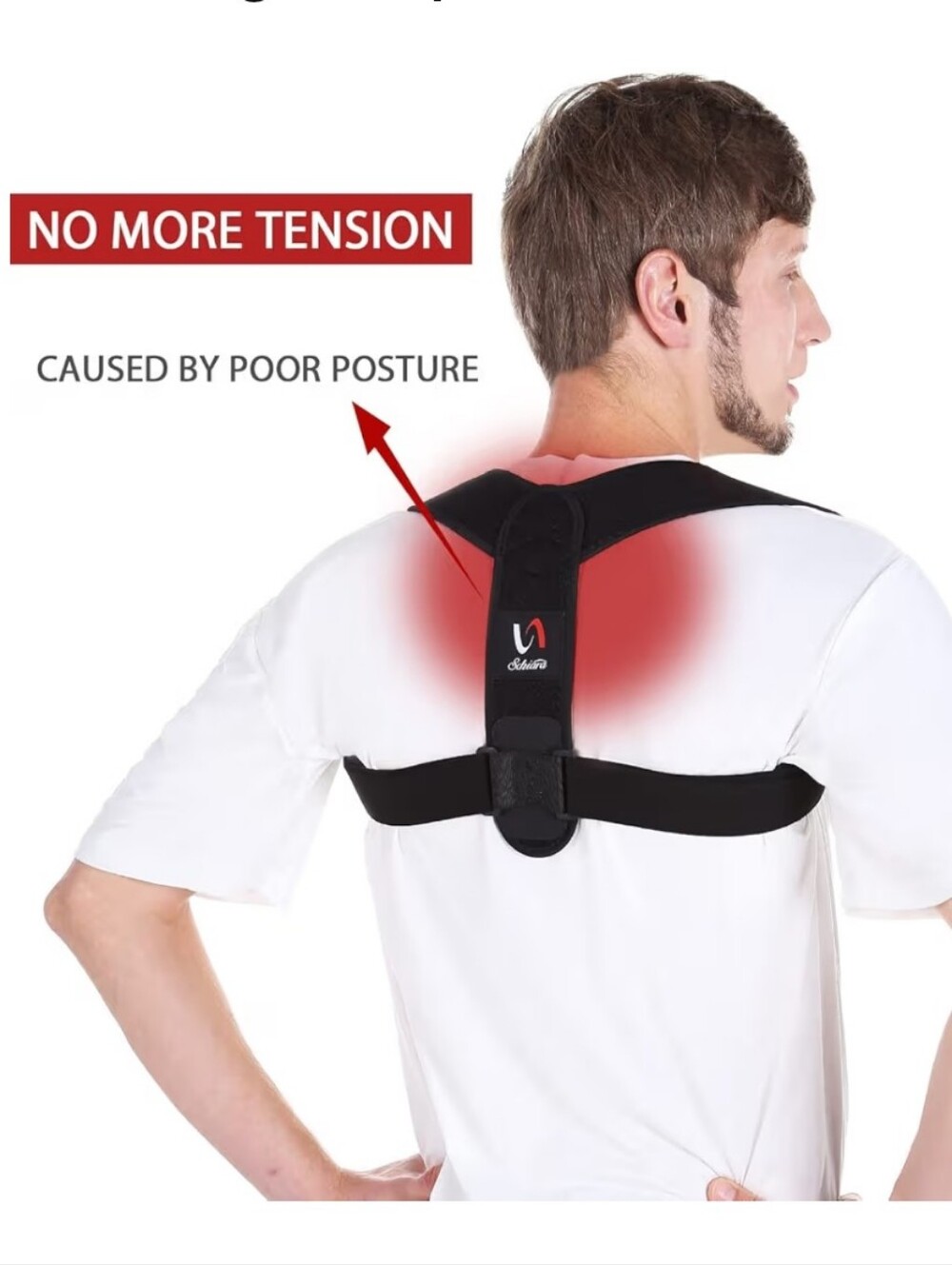 Schiara Adjustable Black Posture Corrector Back Support